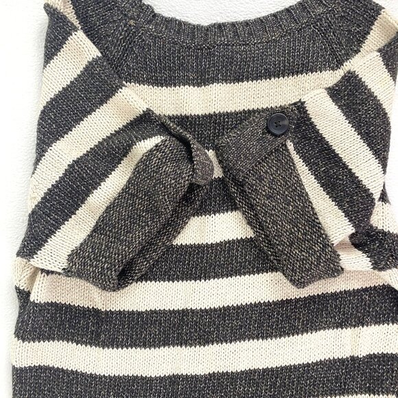 Ann Taylor XS Preppy Chic Striped Metallic Knit Shimmer Sweater Top Black Cream - Picture 8 of 10